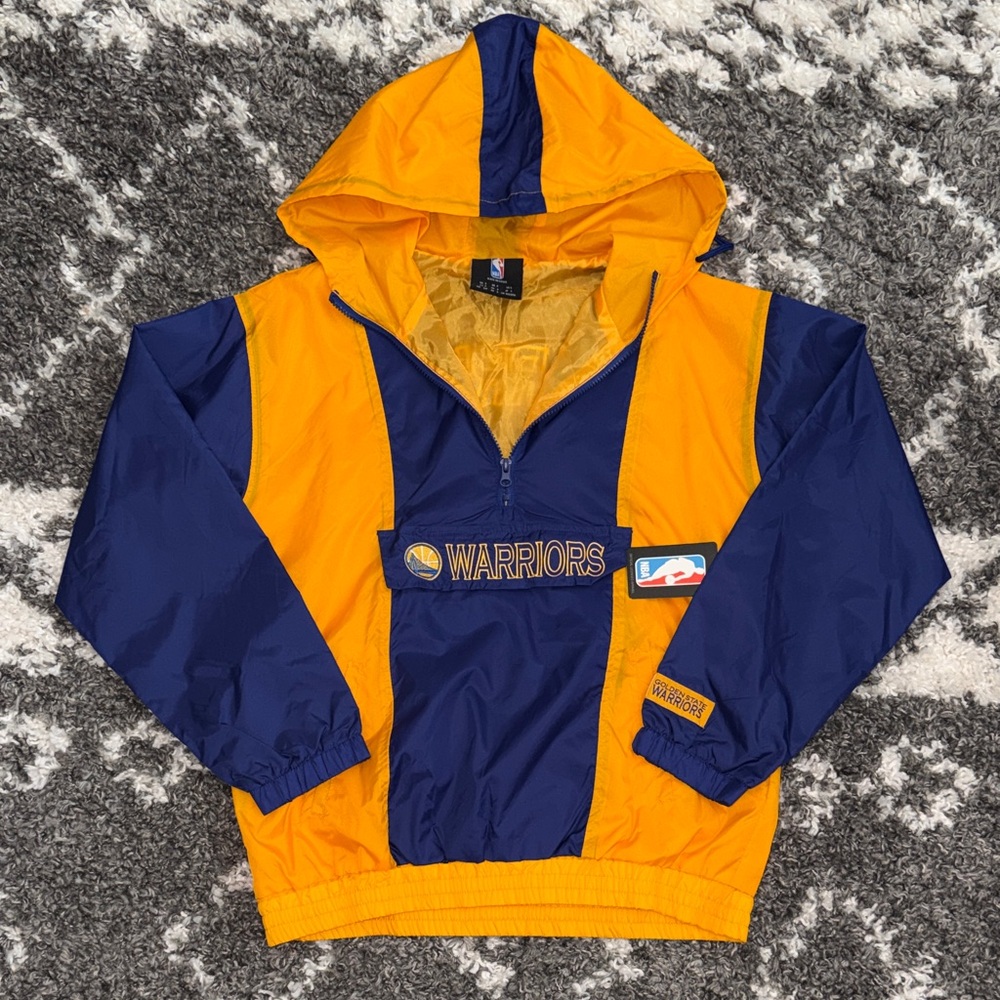 NWT NBA Golden State Warriors Windbreaker Quarter Zipper Pullover Hoodie Jacket